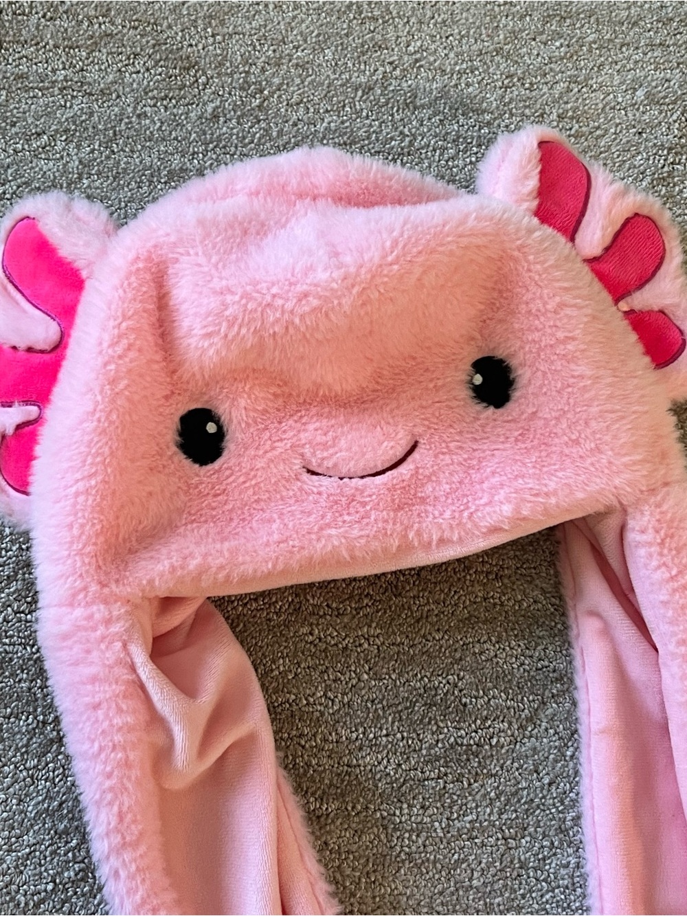 Fiesta Pink Axolotl Plush Hooded Hat with Earflaps